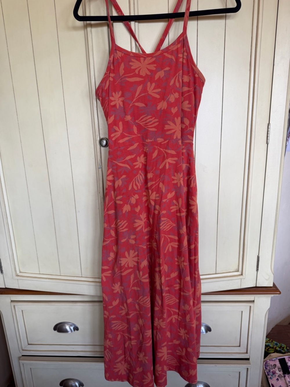 Pact Coral Floral Midi Dress EUC